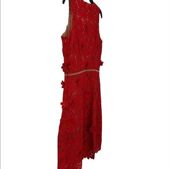 MICHAEL KORS Floral Lace Dress Red NWT size 6 - $350 - Picture 6 of 7